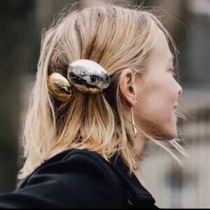 New ZARA Metallic Dual-Tone Hair Accessory Two Tone 2pc Barette